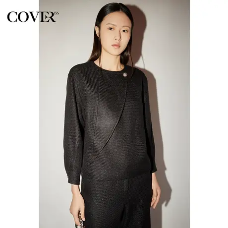 COVER冬季不对称斜纹亮丝光泽感百搭衬衫图片