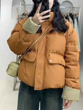 短款羽绒服女2023冬新款设计感小个子加厚宽松时尚休闲白鸭绒外套商品大图