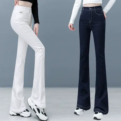 高腰牛仔微喇裤女弹力春季2023年新款时尚百搭喇叭裤休闲马蹄长裤商品大图