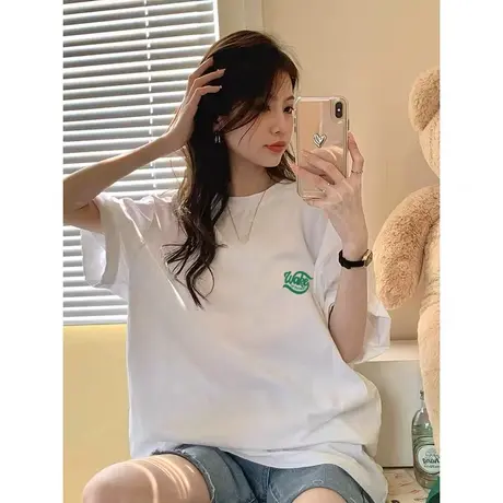 即墨短袖t恤女夏季小众设计感2023新款仿棉重磅美式vintage半袖潮商品大图