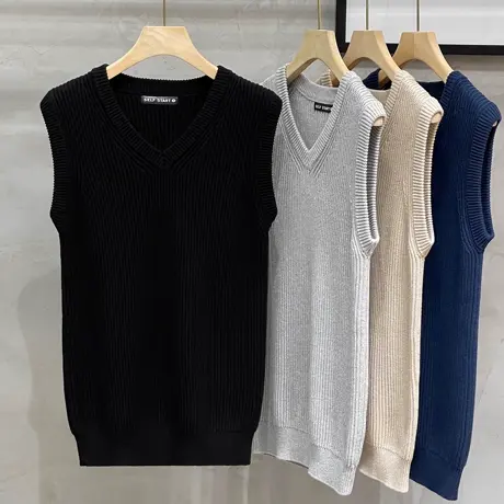 针织衫马甲男秋冬2023新款修身保暖上衣内搭商务休闲男士毛衣背心商品大图