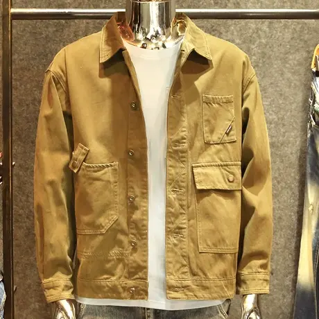 春秋款休闲短款牛仔外套男装纯棉上衣韩版潮流街头风工装夹克外套图片