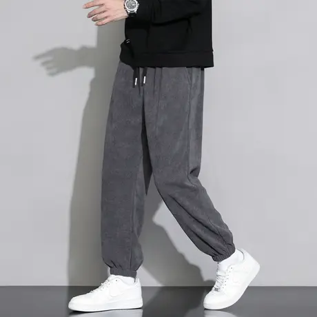 卫裤男士春秋季潮牌宽松灯芯绒休闲百搭款男裤九分束脚运动长裤子商品大图