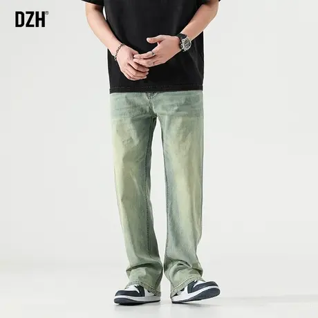 男士黄泥牛仔裤男春秋款潮牌宽松直筒大码男裤2023年新款休闲长裤商品大图