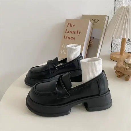 爆款厚底英伦风小皮鞋女春秋jk玛丽珍单鞋2024新款法式黑色乐福鞋商品大图