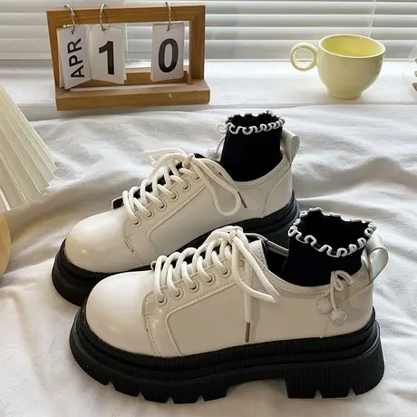复古英伦风小皮鞋女2023春季新款厚底百搭日系jk鞋法式设计感小众商品大图