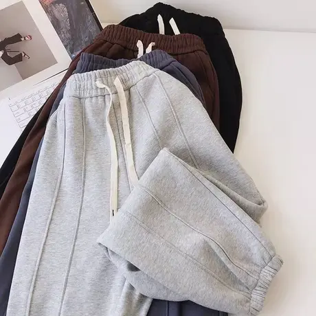 学生宽松高腰抽绳运动束脚裤女加绒加厚冬季百搭休闲阔腿哈伦裤潮图片