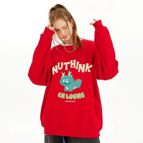 Nuthink加绒加厚套头龙年本命年卫衣男春节衣服情侣保暖上衣春季商品大图