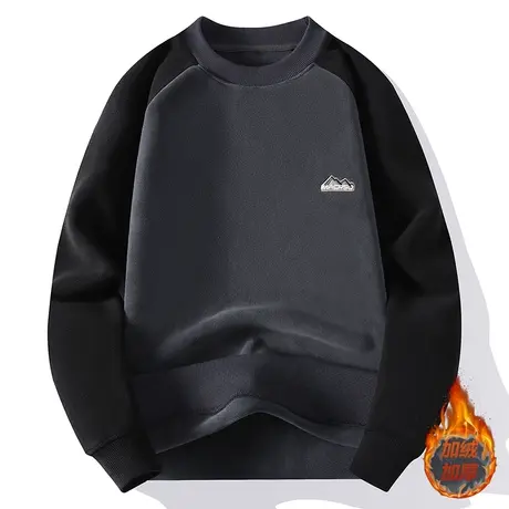 奥粒绒卫衣男秋冬款加厚保暖圆领长袖t恤男生冬季加绒内搭打底衫商品大图