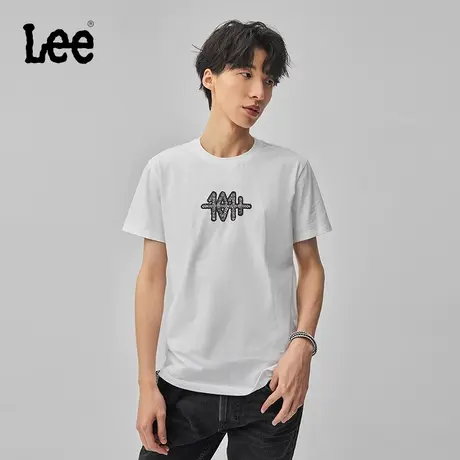 Lee商场同款24早春新品标准版圆领101+镂空徽标泡芙印花男短袖T恤图片