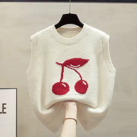 圆领针织马甲背心女2024春秋新款宽松外穿马夹叠穿外搭毛衣坎肩潮图片