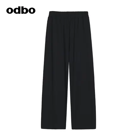 odbo/欧迪比欧时尚气质黑色高腰休闲裤女夏季2023新款百搭直筒裤商品大图