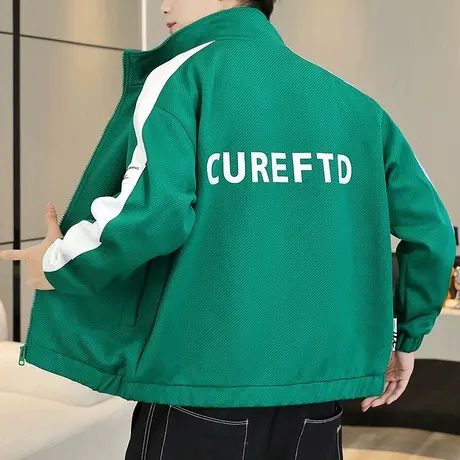 立领夹克男2023新款秋季修身潮流青年休闲韩版外套青少年学生上衣商品大图