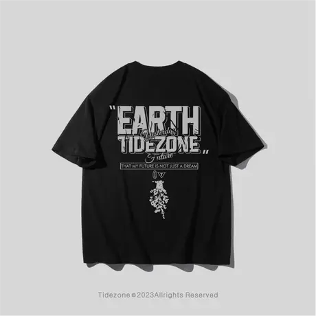 Ohlyah经典字母印花宽松圆领情侣半袖t恤男港风休闲体恤学生短袖图片