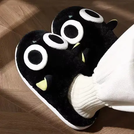 罗小黑棉拖鞋女秋冬季2024室内家居厚底防滑保暖棉拖可爱毛毛拖鞋图片