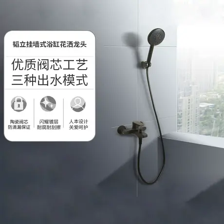 科勒浴缸混水阀冷热水龙头淋浴洗澡黑色龙头浴室花洒套装74036T商品大图