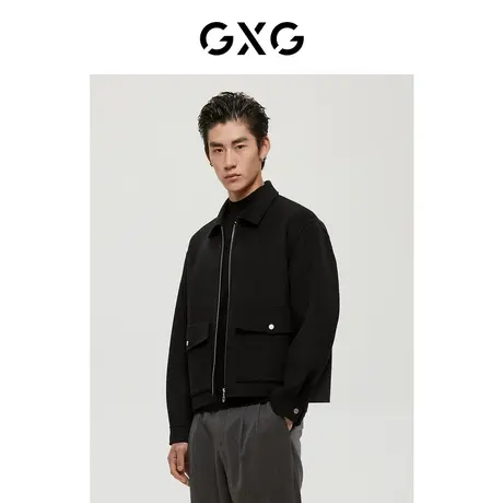 【特价】GXG男装 冬季经典蓝色系列黑色短大衣GD1061188I商品大图