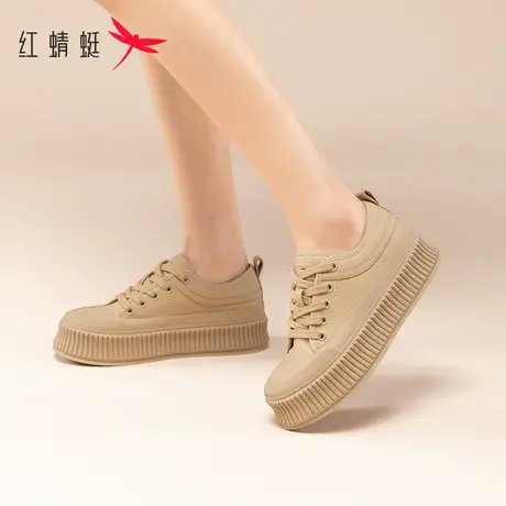 红蜻蜓小白鞋女2023秋季新款板鞋厚底松糕鞋子百搭休闲女鞋饼干鞋商品大图