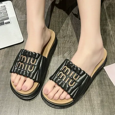 拖鞋女外穿夏季小众高级感凉拖鞋室内居家厚底防滑洗澡一字拖图片