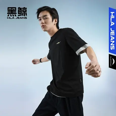 黑鲸HLAJEANS海澜之家旗下潮牌印花短袖T恤男多色圆领打底衫图片