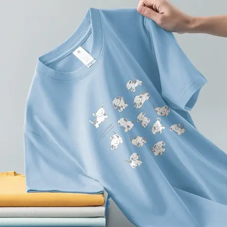 重磅纯棉短袖t恤男装2023新款夏季潮流宽松半袖美式全棉圆领体恤商品大图