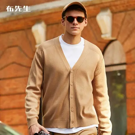 MrBu布先生加厚混纺长袖针织毛衣秋冬纯色v领开衫外搭男士KT01369商品大图