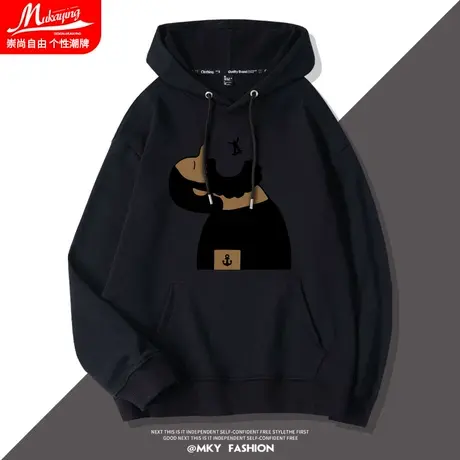 美式潮牌ins卫衣男连帽春秋季大码男士港风oversize加绒宽松外套图片