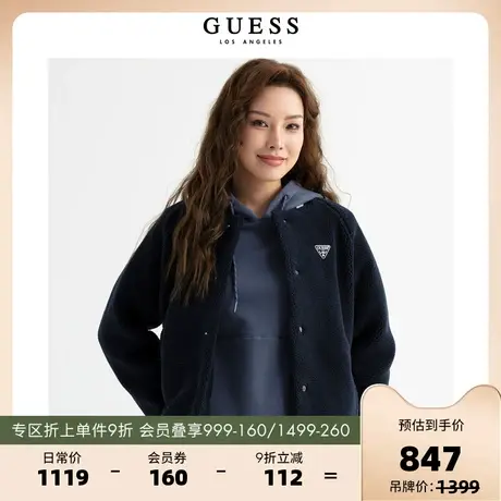 GUESS23新秋女士美式复古藏青色无性别棒球服夹克外套-MM4K9483K图片