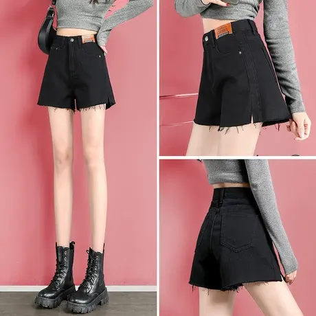 黑色牛仔短裤女2023年新款夏季薄款高腰显瘦ins潮韩版a字阔腿热裤图片
