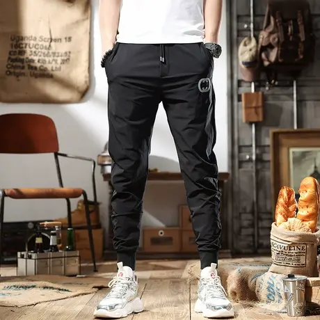 2022夏季薄款潮牌休闲裤男刺绣收口运动裤子潮流百搭显瘦九分裤潮商品大图