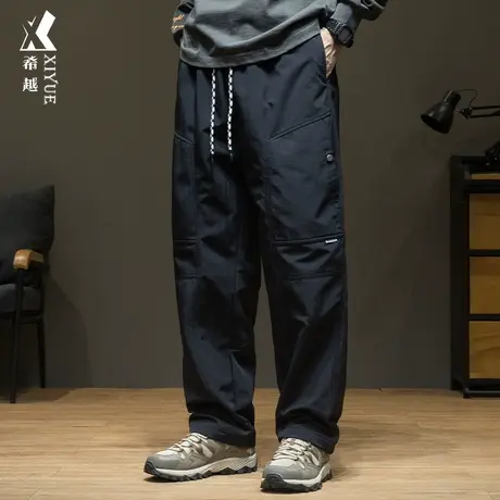 希越户外机能风冲锋裤男休闲裤子秋季工装伞兵裤宽松大码直筒长裤商品大图