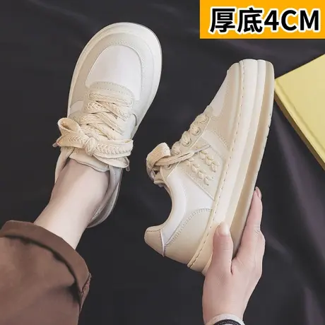 厚底大头鞋女2023新款夏季透气板鞋子女夏款松糕鞋韩版百搭小白鞋商品大图