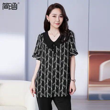 大码女装高端轻奢2023新款简涵显瘦减龄上衣显瘦贵妇人胖mm图片