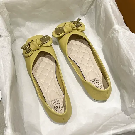平底单鞋女2024春季新款软皮软底浅口豆豆女鞋职业上班通勤工作鞋图片