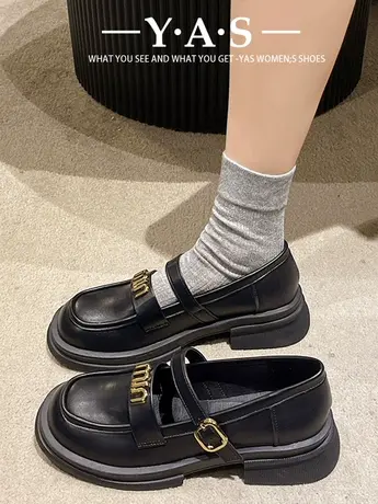 厚底黑色春秋玛丽珍单鞋女鞋子2024年新款夏季配裙子英伦风小皮鞋商品大图