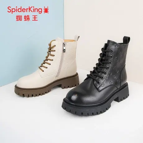 SPIDER KING/蜘蛛王马丁靴女真皮2023冬商场新款中筒加绒时尚印花商品大图