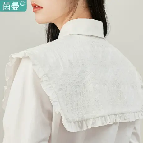 茵曼设计感小众纯棉娃娃领衬衫女款2023初春季新款新长袖衬衣上衣商品大图