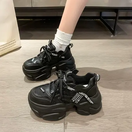 厚底老爹鞋女款春秋2024新款小个子增高休闲鞋子超火复古运动女鞋图片