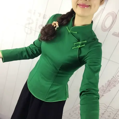 春秋民国风盘扣文艺复古改良旗袍上衣中式长袖修身显瘦唐装汉服女图片