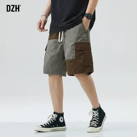 男士撞色拼接短裤男款夏季潮牌休闲五分裤宽松工装裤子2023年新款商品大图