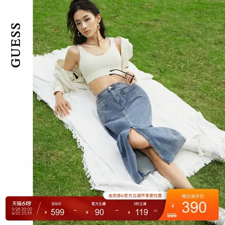 GUESS女士百搭经典通勤舒适牛仔半身裙-W4PD1DD51V0图片