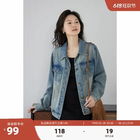 嘉茱莉新款复古牛仔外套女2025春季短款休闲上衣小个子通勤短外套图片