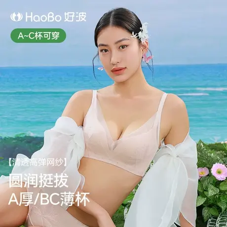 好波春新品内衣女无钢圈半件围胸罩A厚BC薄款分码量杯胸罩HW2501商品大图