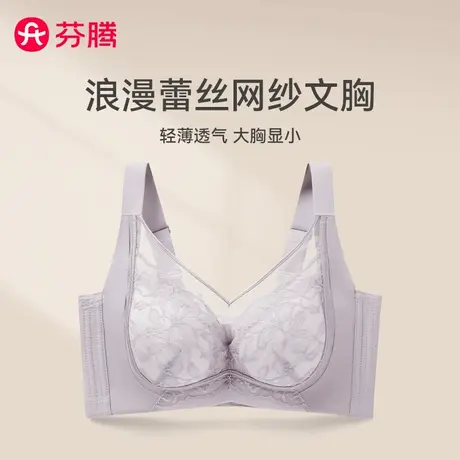 芬腾大胸显小内衣全罩杯薄款女士防下垂性感蕾丝透气收副乳文胸罩商品大图