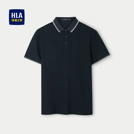 海澜之家撞色翻领父亲短袖POLO衫2025春夏新款透气商务休闲上衣男图片