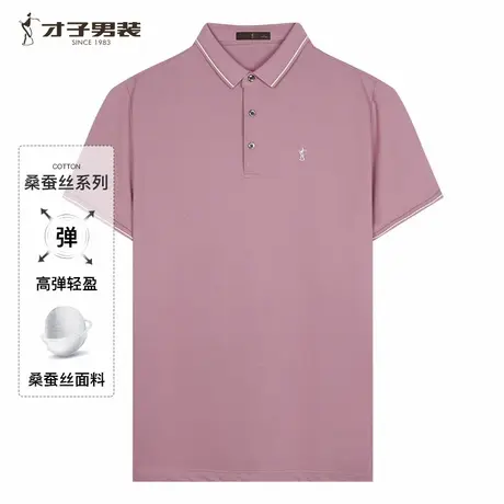 【含桑蚕丝】才子logo刺绣短袖POLO衫男2025夏季新款商务休闲上衣图片