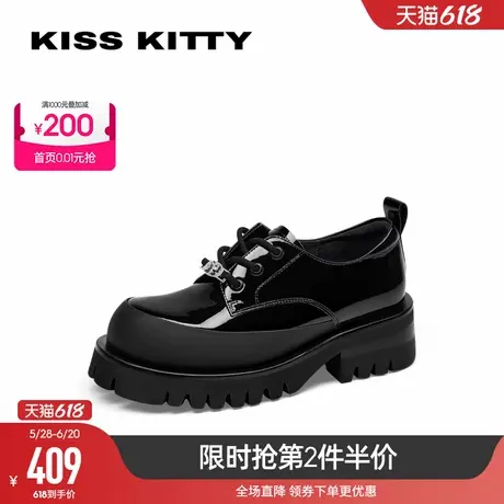 KISSKITTY2025春夏新款厚底增高乐福鞋女小皮鞋英伦风百搭单鞋商品大图
