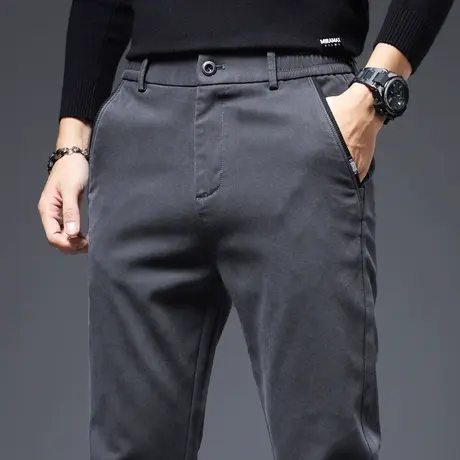 2023年新款男士修身直筒休闲裤子春秋款正装西裤秋季弹力高端男装商品大图