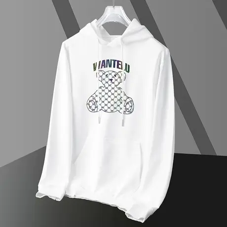 小熊卫衣男秋冬2023新款连帽外套加绒加厚宽松潮流长袖套头带帽衫商品大图