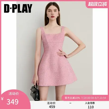 DPLAY【鎏金小香系列】2025秋季新款粉色连衣裙女粗花呢裙子短裙商品大图